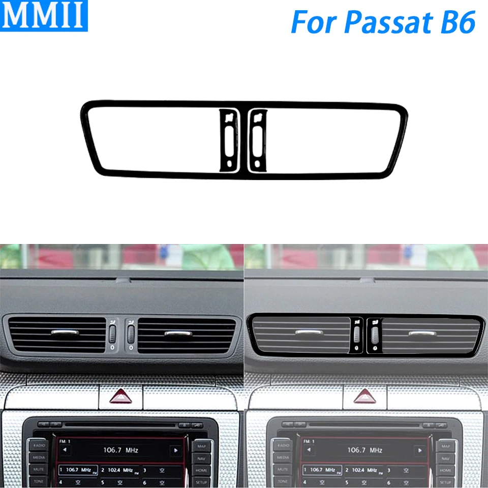 Pre Volkswagen Passat B6 2006-2011 Klavírny čierny prístrojový panel Centrálny vzduchový výstupný panel Tink Tin