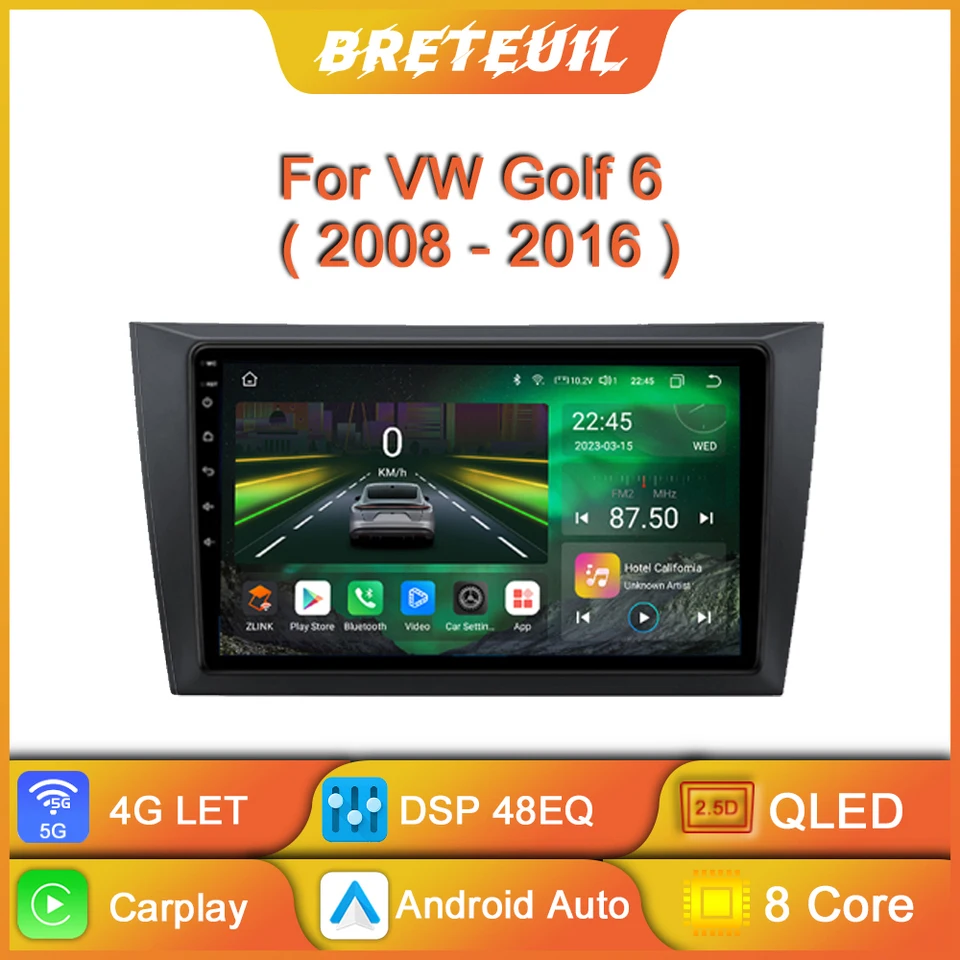 Pre Volkswagen VW Golf 6 2008 - 2016 Car Android Multimedia Video Player GPS navigácia CarPlay Touch Screen Auto Stereo