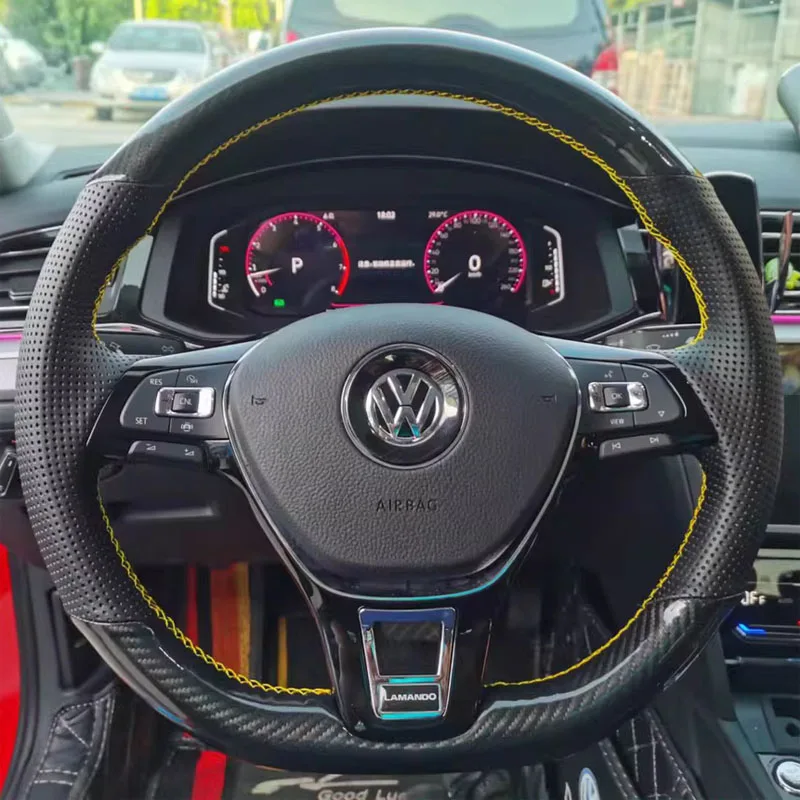 Pre Volkswagen VW Golf 7 MK7 NOVÉ POLO JETTA PASSAT B8 DIY ručné šité uhlíkové vlákno Originálne kožené auto volant