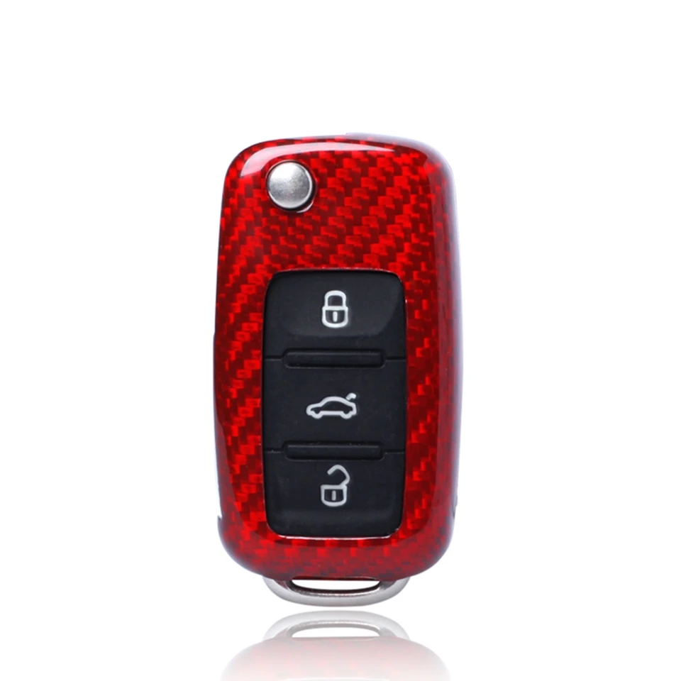 Pre Volkswagen VW Golf GTI R32 Jetta Rabbit Polo 2015-2017 uhlíkové vlákno Čierne/červené diaľkové inteligentné skladacie kľúče FOB Shell Cover Case Case