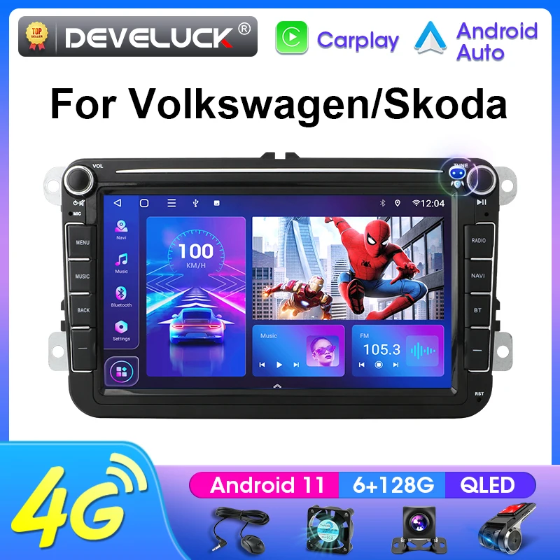Pre Volkswagen Vw Passat CC Tiguan Touran Golf Polo Škoda Octavia Universal 2 Din Android 12 Aut Radio Multimedia Video Player