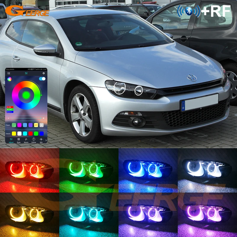 Pre Volkswagen VW Scirocco III MK3 RF Diaľkový bluetooth kompatibilný aplikácia Multi Color Ultra Bright RGB LED Angel Eyes Kit Halo Rings Halo Rings