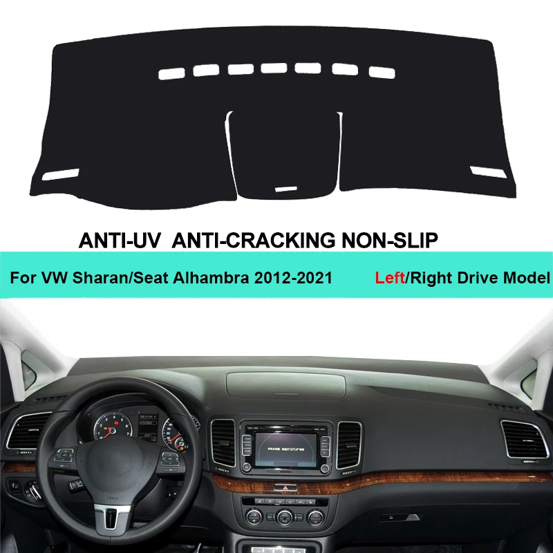 Pre Volkswagen VW Sharan Seat Alhambra 2012 - 2020 2021Console Protector Carpet Dashmat 2 vrstvy automobilu Cover Dashboard Cover Cape Cape