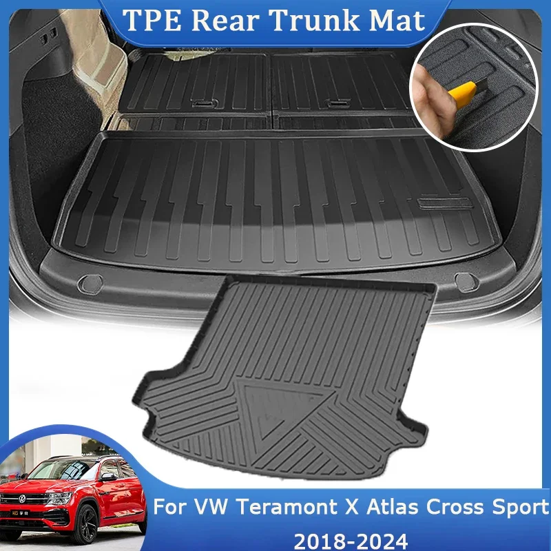 Pre Volkswagen VW Teramont X Atlas Cross Sport 2018 ~ 2024 TPE Zadný kufr rohož batožiny nepremokavé podlahové podložné podložné podložné podložné príslušenstvo
