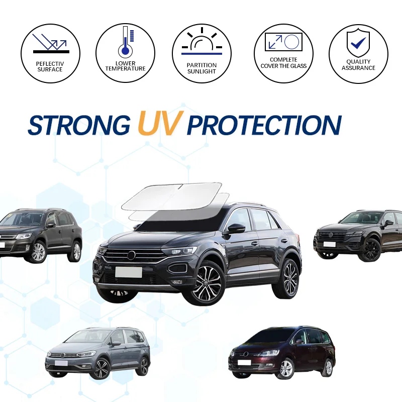 Pre Volkswagen VW Tiguan L Touareg Sun Shade Sunshade Sunshade Sun Priečkový ochranca Skladacie bloky UV Lúče udržiavajte chladič automobilu Cooler