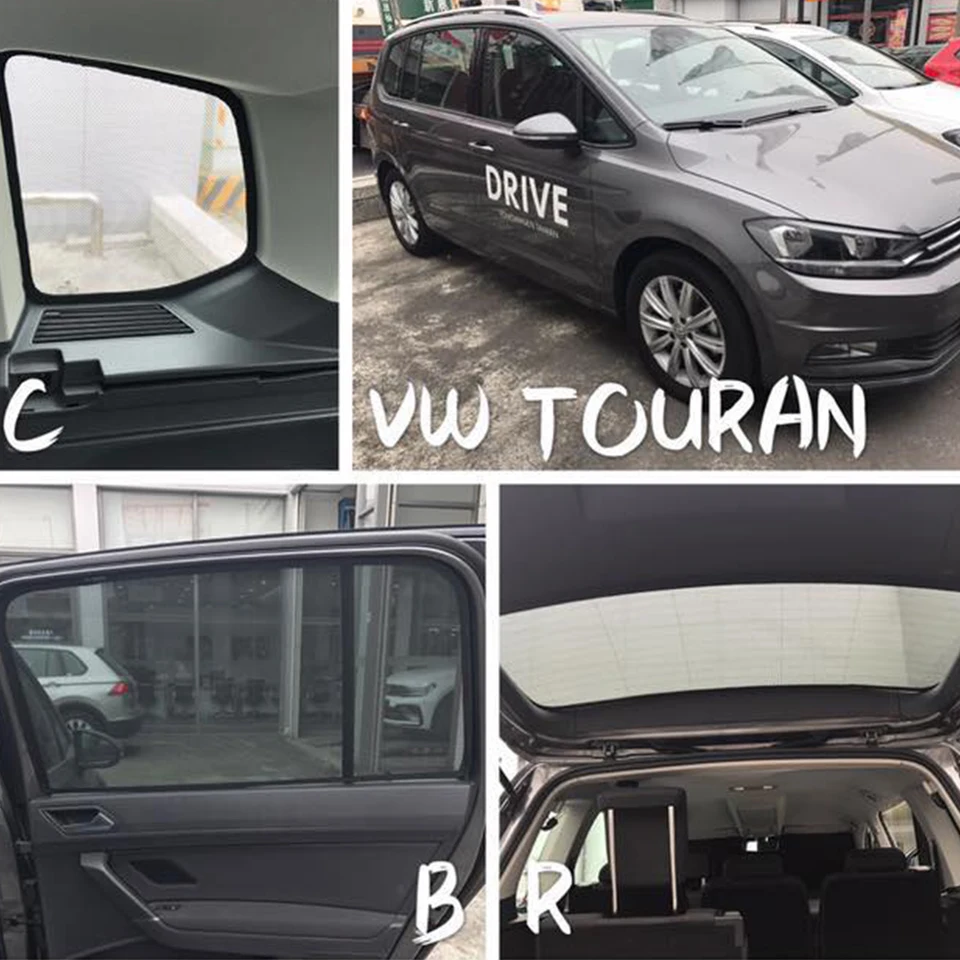 Pre Volkswagen VW Touran 5T 2016-2024 Magnetické auto Sunshade predné čelné sklo Zadná strana detského okna Zieva slnečný tieň Visor