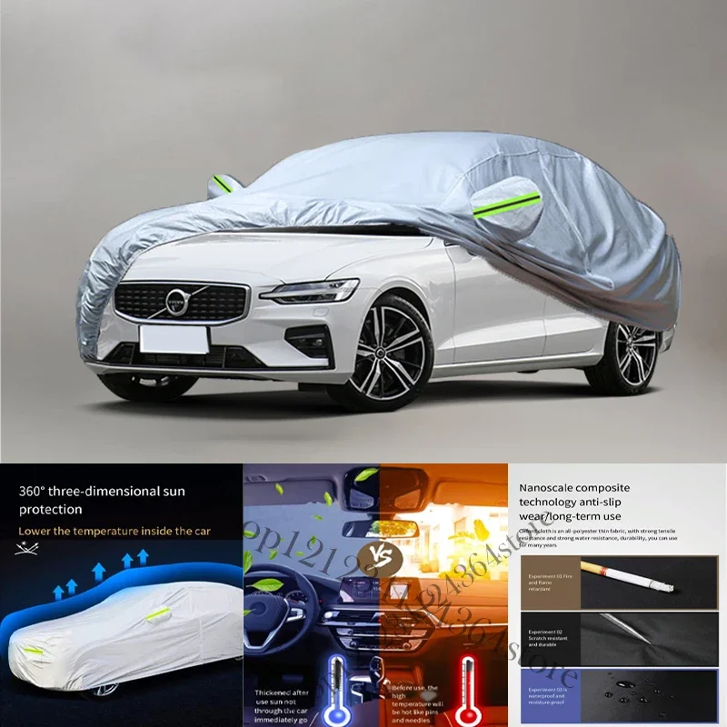 Pre VOLO V60 FIT OUTHO OCHRANA Plné kryty automobilov Snow Cover Sunshade Neproidný prach odolný voči exteriéru Ochrana krytu automobilu