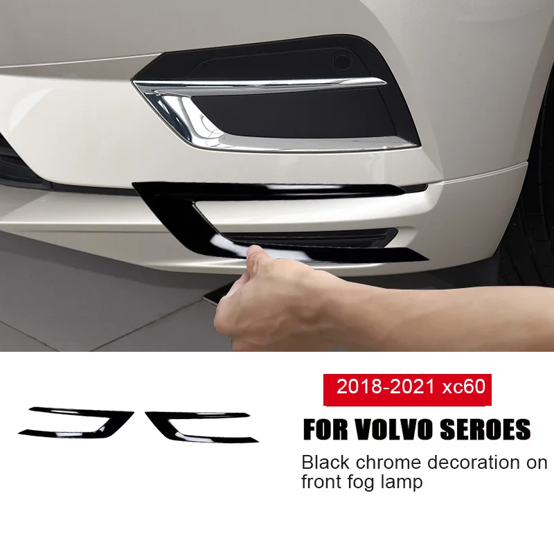 Pre Volvo 2018-2021 XC60 Front Fog Light Strip Black Chrome Dekoratívne príslušenstvo pre nálepky automobilov