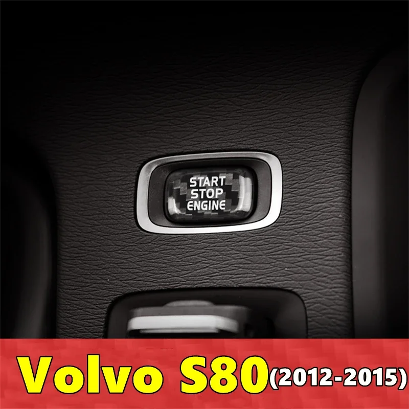 Pre Volvo S80 CAR MOTOR STAPOVANIE TLAČIDLO STAND TLAČIDLO Skutočné nálepka na uhlíkové vlákno 2012 2013 2014 2015
