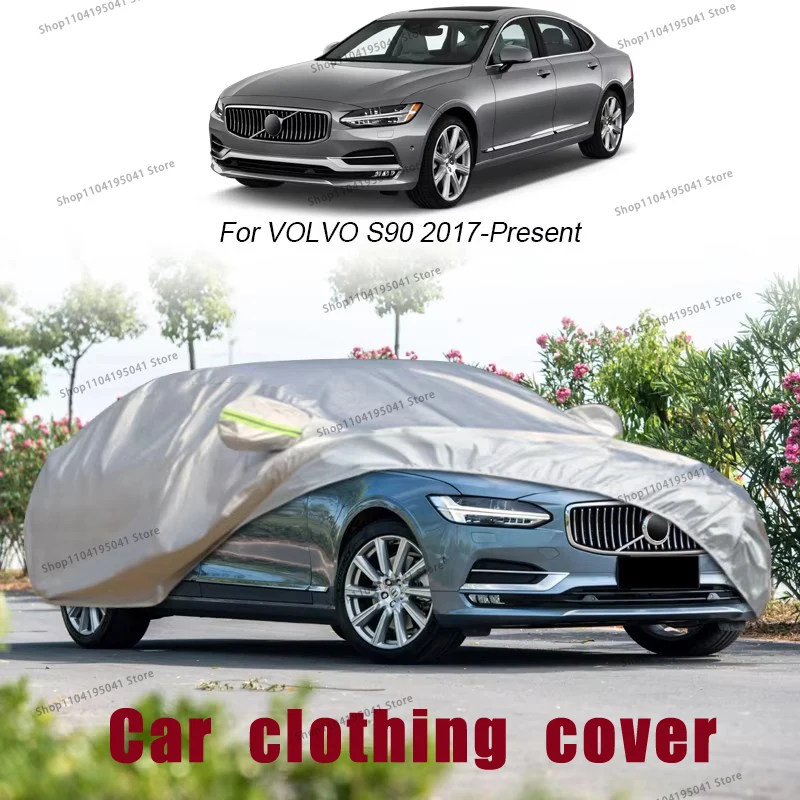 Pre Volvo S90 Full Cover Cover Dažďový mrazy Snow Car Ochranný kryt, ochrana UV, ochrana pred farbou automobilov