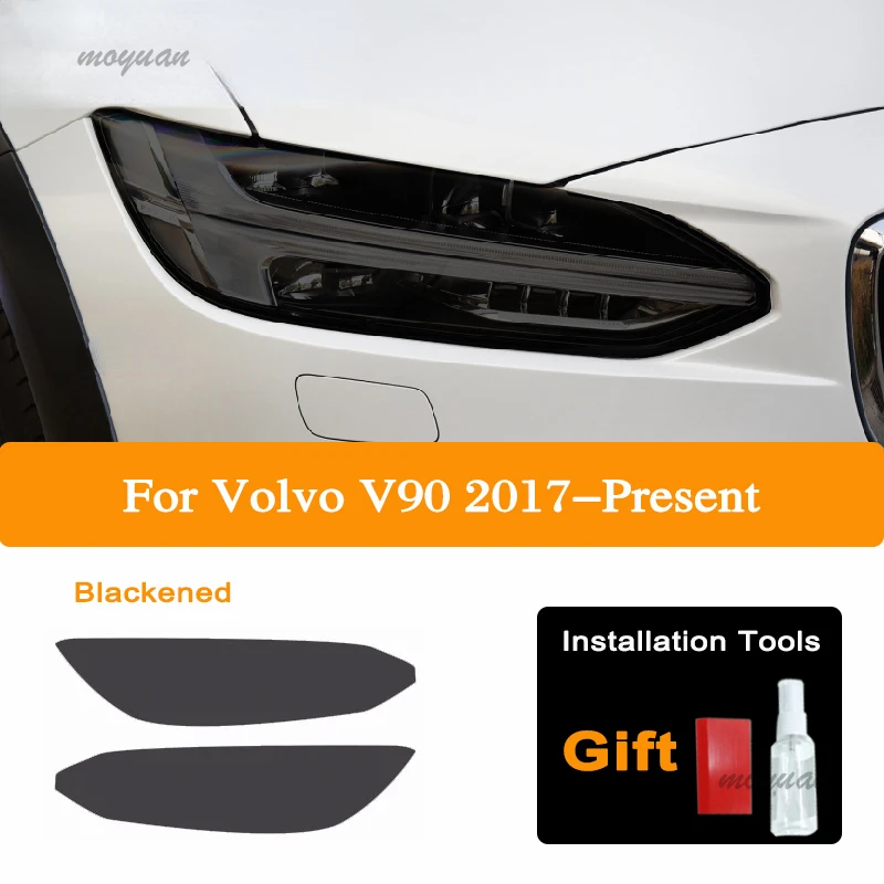 Pre Volvo V90 S90 2017 2018 2019 2020 Príslušenstvo Dym Dym Black Transparent TPU Light Sticker CAR Svetlomet Ochranný odtieň Film