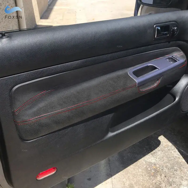 Pre VW Golf 4 MK4 Jetta Bora 1998 1999 - 2005 Iba 3 dvere panel pre dvere lakťovej lakťovej lakny Čierna biela línia Suede Leather Cover s náradím