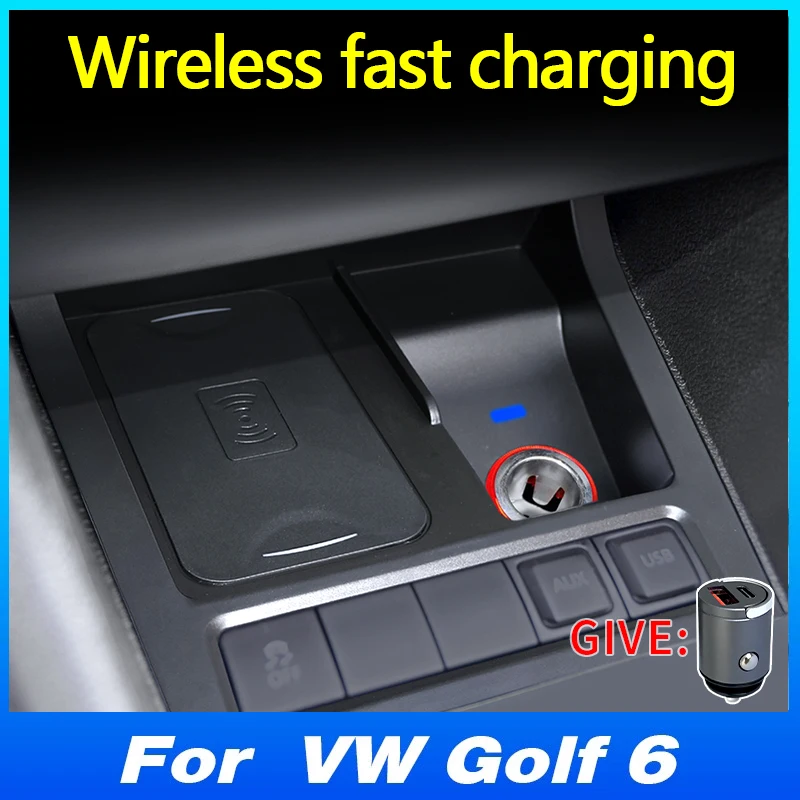 Pre VW Golf 6 MK6 Golf 5 MK5 EOS CAR Wireless Charger pre mobilný telefón Rýchle nabíjanie 15 W nahradenie popolníka