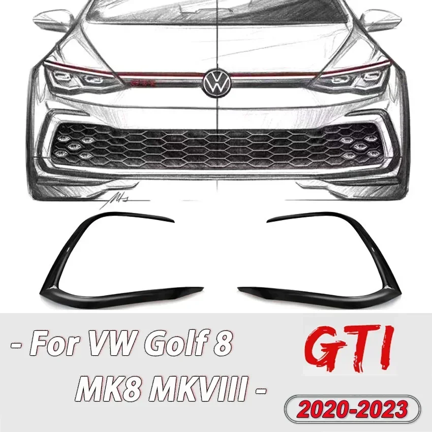 Pre VW Golf 8 MK8 Pro 2020 2021 2022 Predný nárazník Fog Light Light Grille Rám Spitler Splitter Modifikácia ABS Gloss Black Black