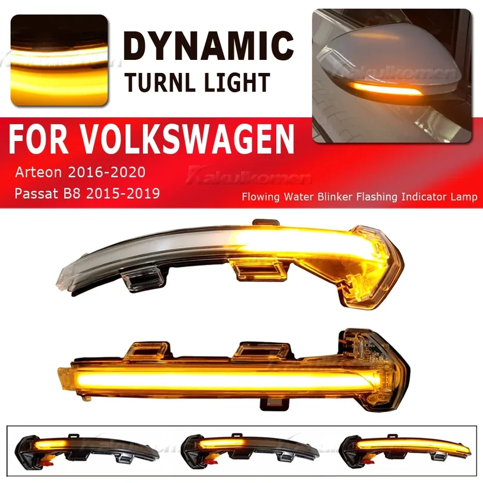 Pre VW Passat B8 Arteon 2015 2016 2017 2018 2019 Dynamický LED Turn Signal Signal Side Side Mirror Indikátor Sekvenciál Blinker