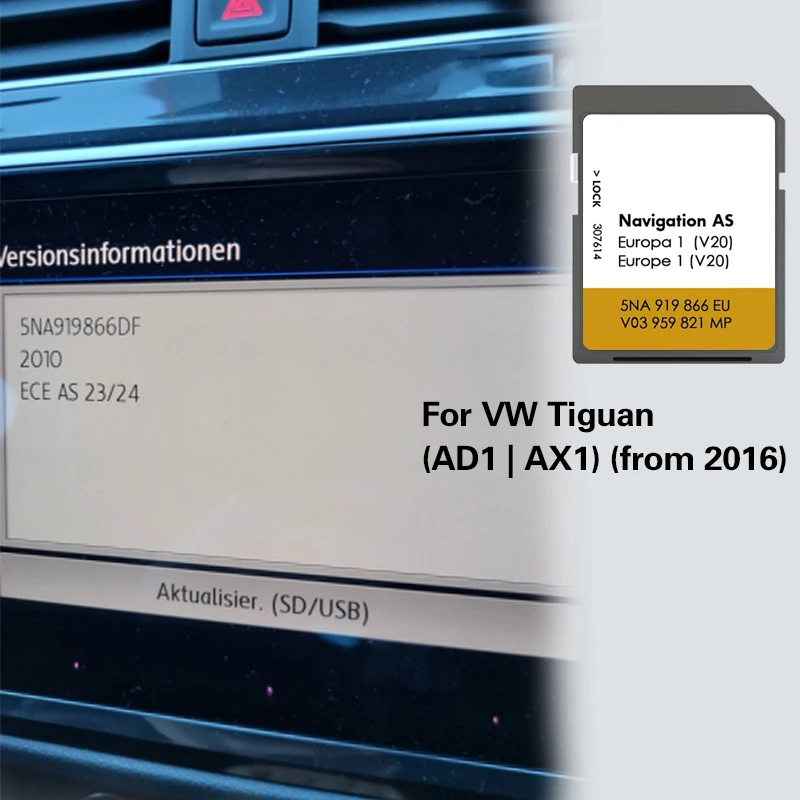 Pre VW Tiguan AD1 AX1 z navigačnej mapy SD 32 GB Flash Card Europe Europe