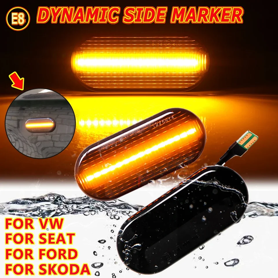 Pre VW Transporter T5 Polo Golf 3 4 Passat B5 Sharan Lupo Bora Multivan Dynamic Flowing LED Side Marker Turn Signal Light