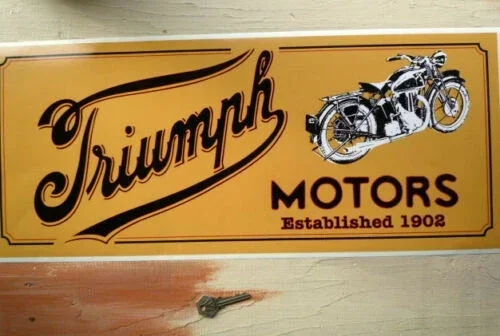 Pre X2 Triumph Motors 1902 Motocykle Predaj a servis Workshop Garage Sign Sticker 10 cm široký