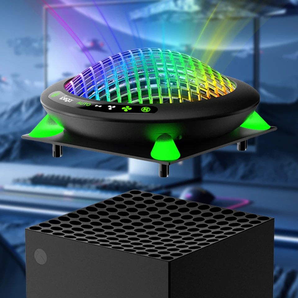 Pre Xbox Series X Accessories RGB chladiaci ventilátor s USB Nabíjací port teplota chladiaceho chladenia ventilátorom Automatického chladenia Ventilátu 3 Rýchlosti