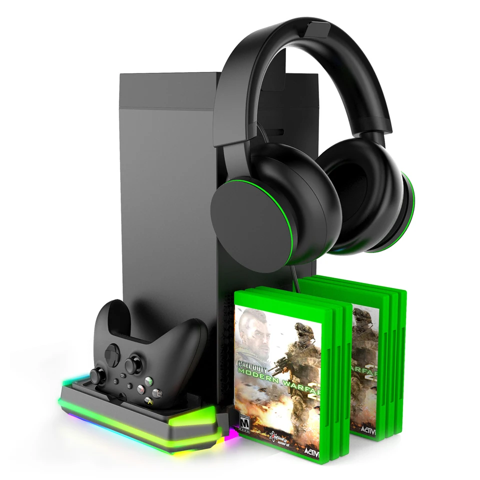 Pre Xbox Series X RGB nabíjacia stanica nabíjacej stanice pre slúchadlá s herným diskom slot pre kartu pre Xbox Series X Accessories