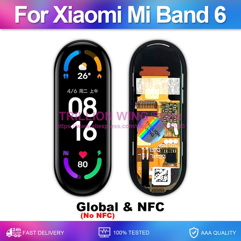 Pre Xiaomi Mi Band 6 Smart Bracelet LCD Display Display Screen Oprava vymeňte hodinky Original AMOLED NO NFC