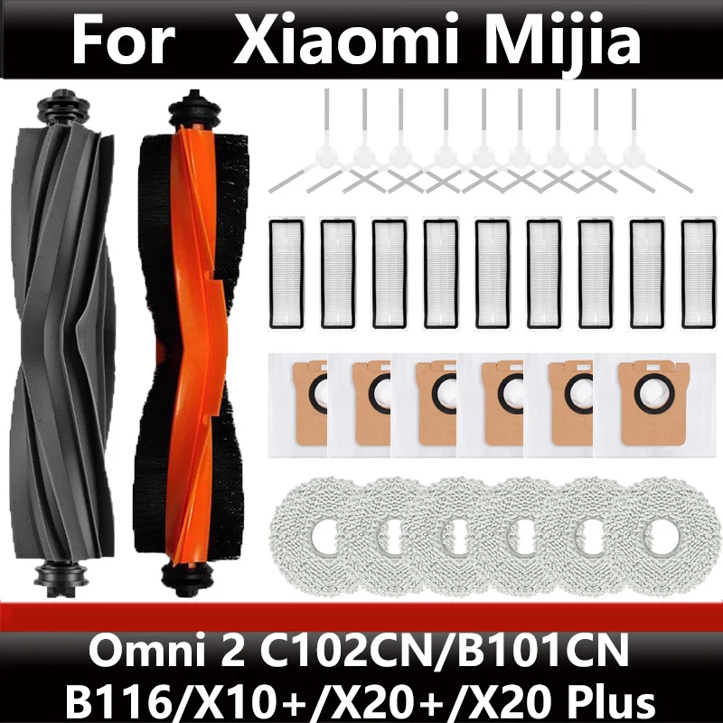 Pre Xiaomi Mijia omni 2c102cn, x10+/x20+ robot vysávač spotrebiteľa: filtre, mop handry, prachové vrecká a hlavné kefy