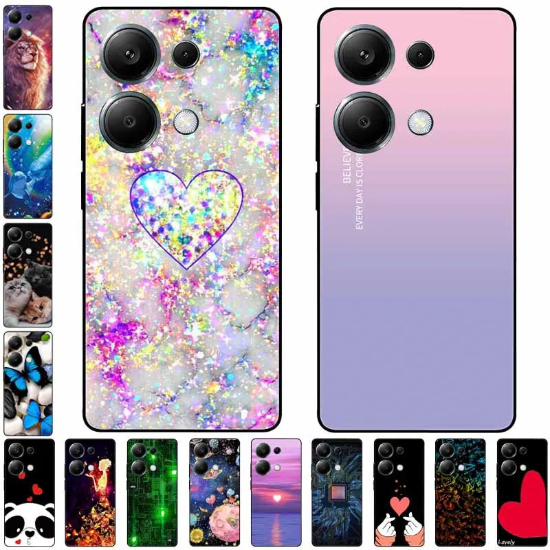 Pre Xiaomi POCO M6 PRO 4G PASE TPU Soft pre Xiaomi POCO M6 Pro Globálny silikónový kryt Krásne Fundas na ochrannom opatrení M6PRO