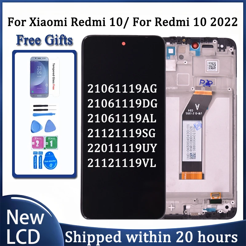 Pre Xiaomi Redmi 10 LCD Display Display Display Digitalizátor zostavy Pantalla pre Redmi 10 2022 21061119AG LCD Rám