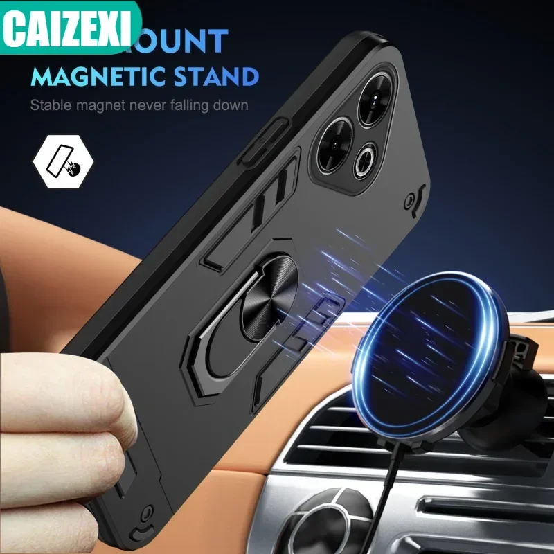 Pre Xiaomi Redmi 13 4G Pase Armor CAR Magnetic Držiteľ Ring Funda pre Redmy 13 Redmi13 4G šošovky chránia kryt