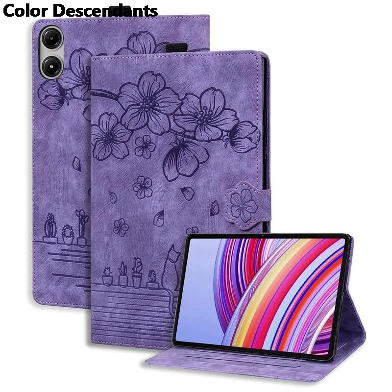 Pre Xiaomi Redmi Pad Pro Funda Tablet 12,1 palca 2024 Razená kvetina mačka kawaii škrupina pre puzdro Xiaomi Poco Pad 12.1 
