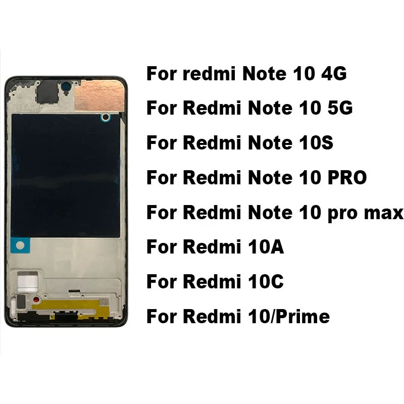 Pre Xiaomi Redmi Poznámka 10S / poznámka 10 Pro Max 10a 10C 10t 10T Prime Front LCD LCD kryt rámu Stredný rámec podvozku 2021 2022 4G 5G