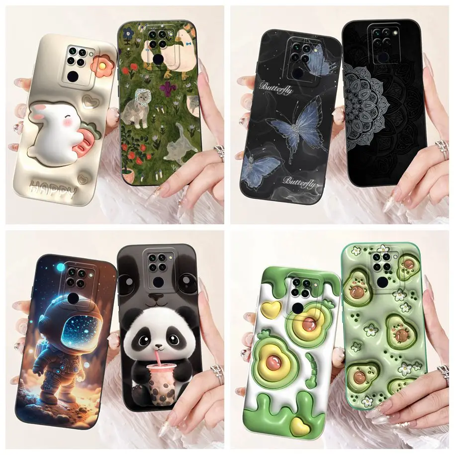 Pre Xiaomi Redmi Poznámka 9 puzdro roztomilý karikatúra panda králika kvapalina Silikone Shock -odolný nárazník na Xiomi Redmi Poznámka 9 Cover Note9 Funda