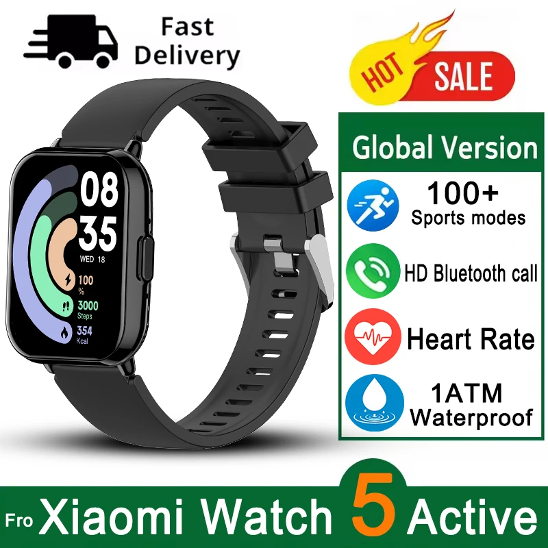 Pre Xiaomi Watch 5 Aktívna globálna verzia Men Men Dámske HD Displej 100+ Športové režimy srdcovej frekvencie Bluetooth volajú vodotesné inteligentné hodinky