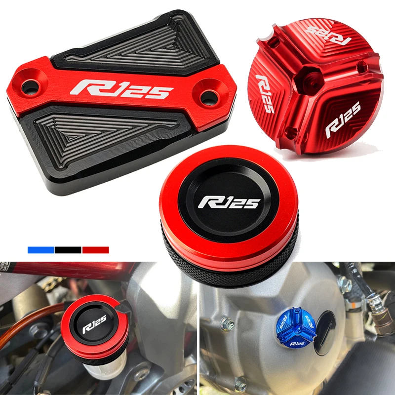 Pre Yamaha YZF R125 YZFR125 2008-2024 Motocykel CNC valcový kryt prednej zadnej brzdovej kvapaliny Kvapalina Olejová čiapka YZF-R125