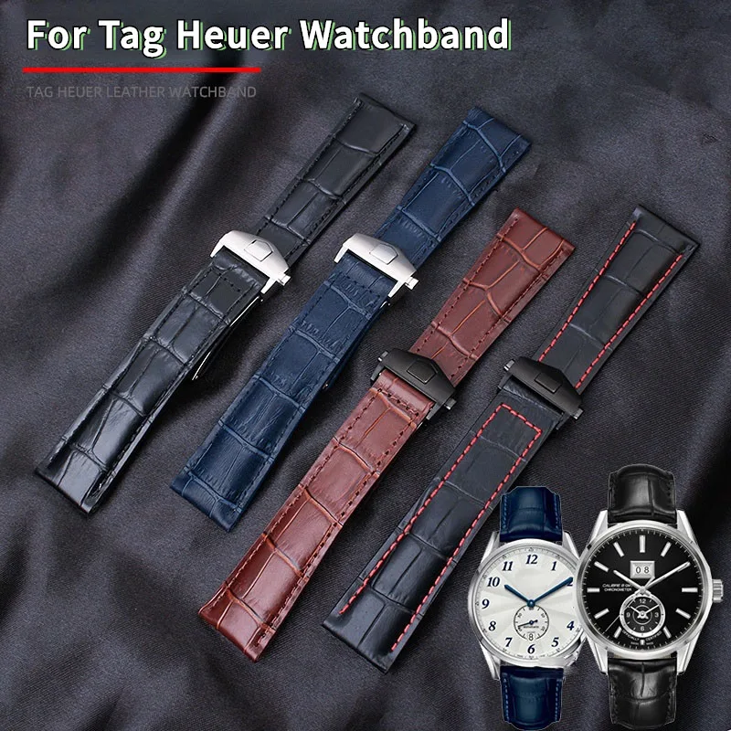 Pre značku Heuer Calera kožené hodinky Blue Brown Black Red Line Krokodíl kožené hodinky Pánske Pánske príslušenstvo 19 mm 20 mm 22 mm