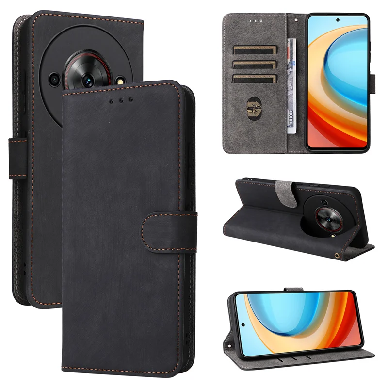 Pre ZTE Blade A75 5G proti krádeži peňaženky s kartami Photo rámom Magnetické flip kožené puzdro pre Zte Blade A75 A 75 5G