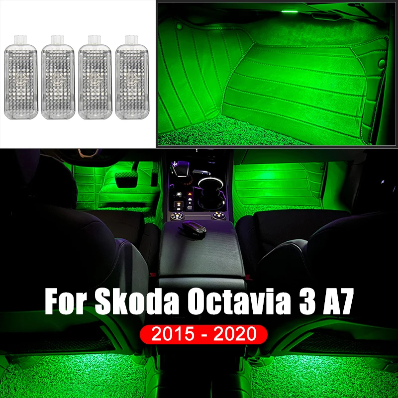 Pre Škoda Octavia 3 A7 MK3 5E 2015 2016 2017 2018 2019 2020 2020 CAR Footwell Lamps Atmosféra dekorácie Interiérové ​​príslušenstvo