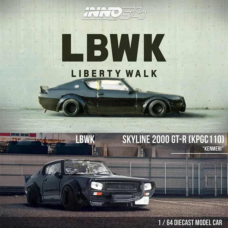 ** Predaj ** Inno 1:64 Skyline 2000 GTR KPGC110 KENMERI BLACK DIECAST DIORAMA MODEL COLLECT Miniature Toys