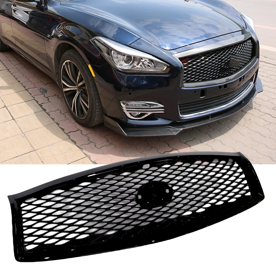 Predná mriežka pretekársky gril pre Infiniti Q70 Q70L 2015 2016 2017 2018 2018 2019 Honeycomb Style Black Car Horný nárazník kapucňa sieť