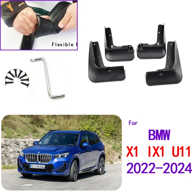 Predné a zadné blatníky auto odolné blato blatových klapiek pre BMW X1 IX1 U11 M35i M Sport XLINE 2022-2024 Mudflaps