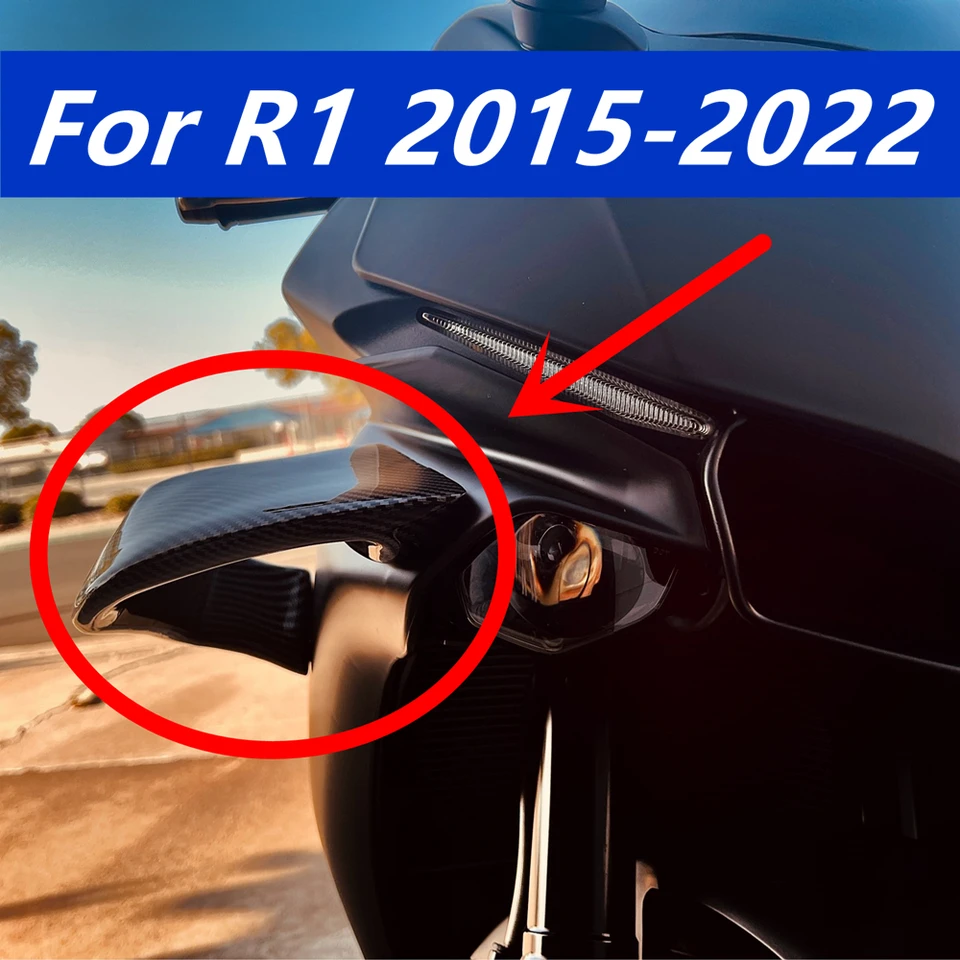Predné aerodynamické motocyklové krídla pre R1 2015-2016-2017-2018-2019-2020-2021-2022 Pláskové príslušenstvo plastové veterné krídlo