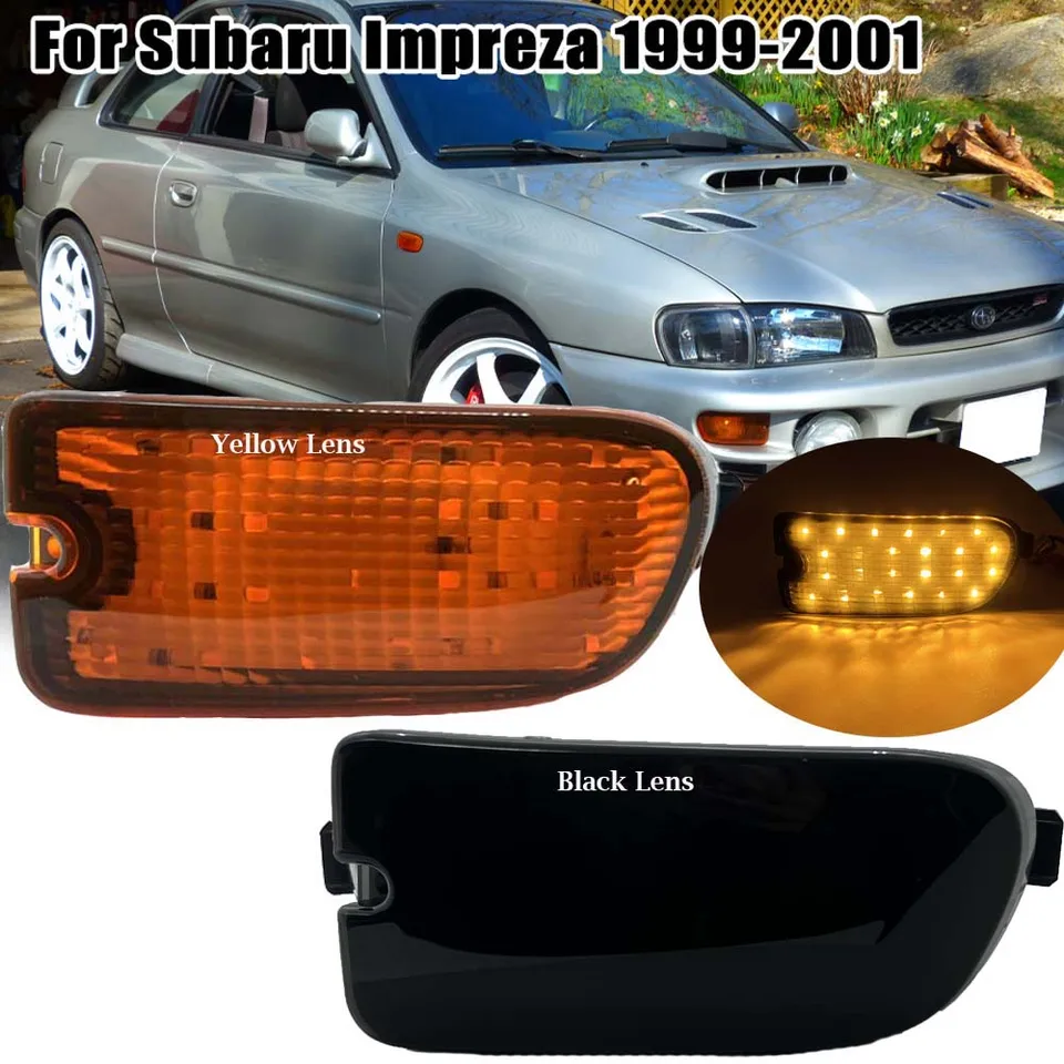 Predné LED svetlá pre LED pre Subaru Impreza RS Coupe 1999 2000 2001 Sedanový ukazovateľ zákruty Fender LEDZ bočná marker blinker svetlo