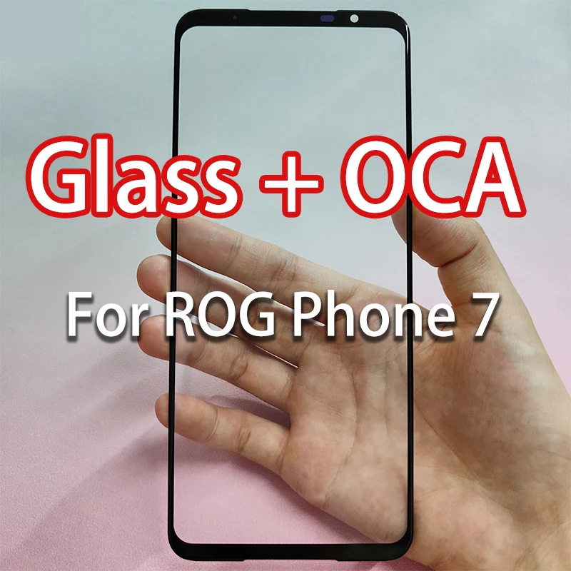 Predné vonkajšie sklo s OCA pre ASUS ROG telefón 7 Vonkajší panel LCD dotykovej obrazovky Panel predného skla šošovky