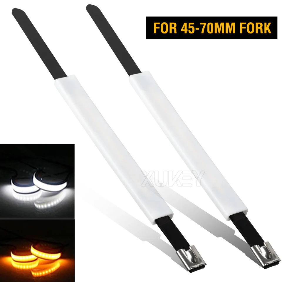 Predné zadné motocyklové zákruty Signály Univerzálne biele jantárové vidlice Light Strip Tail Lights for Harley Cafe Racer Dual Sport Dirt Bike Bike