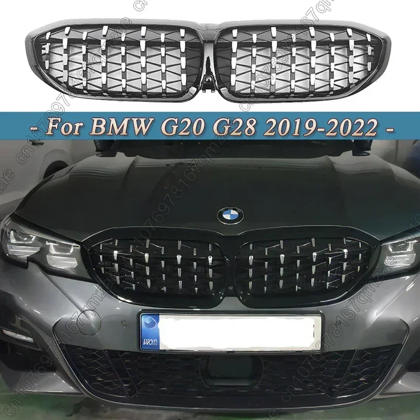 Predné závodné mriežky automobilov Single/Dual Slat, Diamond Style for BMW 3 Series G20 G21 G28 318I 320I M340I 2019-2022