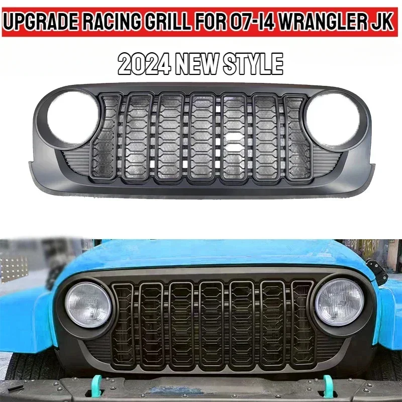 Predné závodné mriežky Grill Bumper Inlet Gril Gril pre Jeep Wrangler JK JKU 2007-2017 2010 J400 BUMPER MESH 2024 Nový štýl