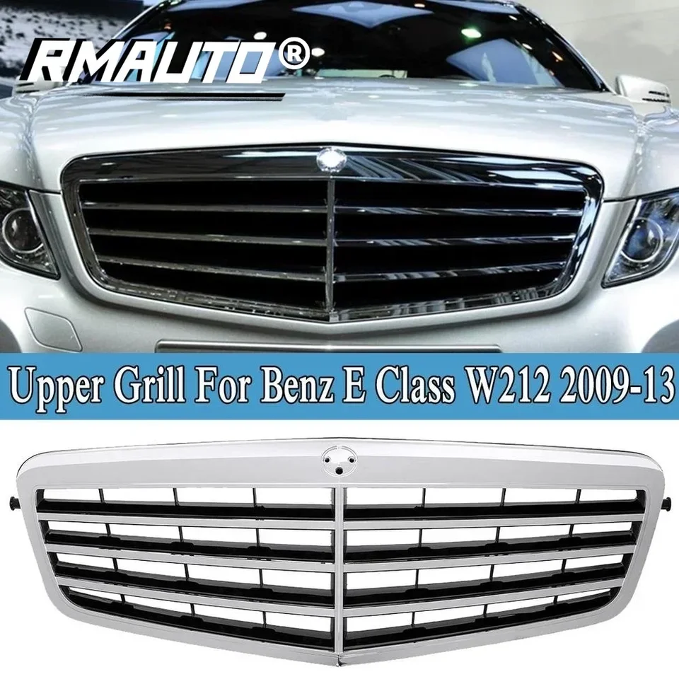 Predný nárazník automobilu Horná chrómová striebro pre Mercedes Benz W212 E Class E200 E260L E280L E300L E320L 2009-2013