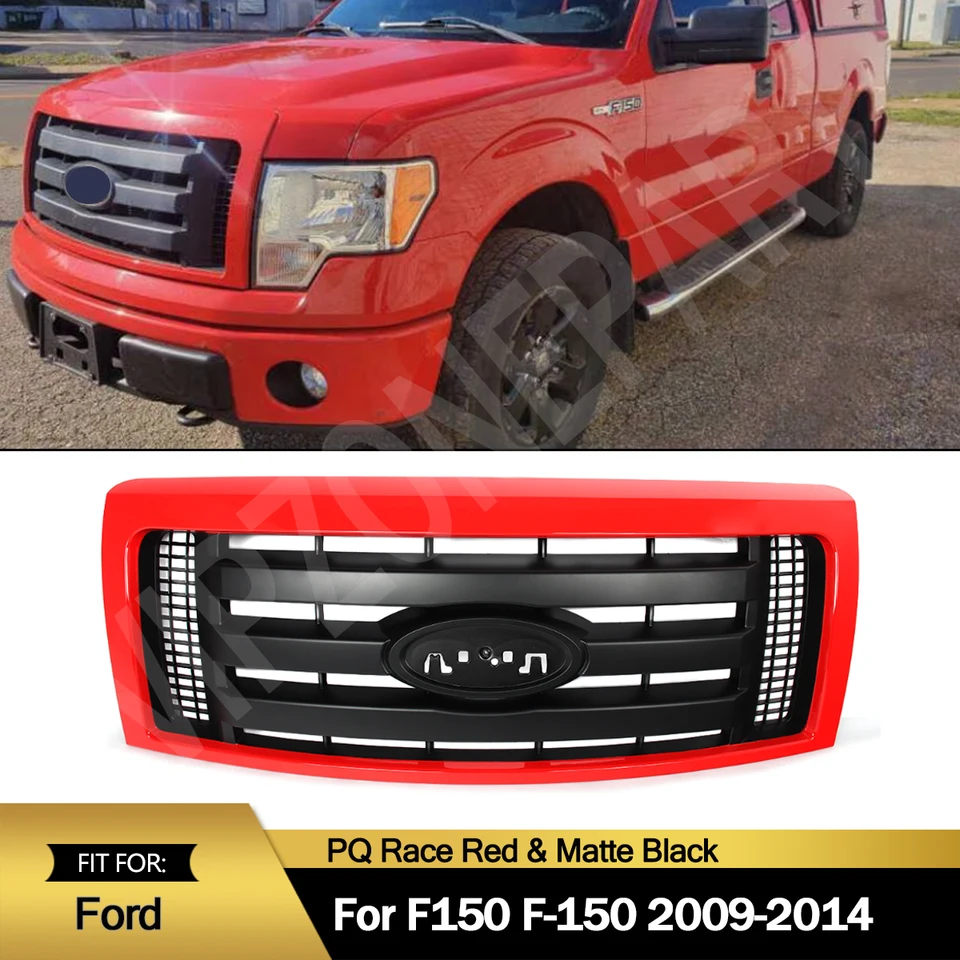 Predný nárazník mriežky upravené grilom predné skrytie tela Horná mriežka pre hornú mriežku pre roky 2009-2014 Ford F150 XLT Center Grille STX červená