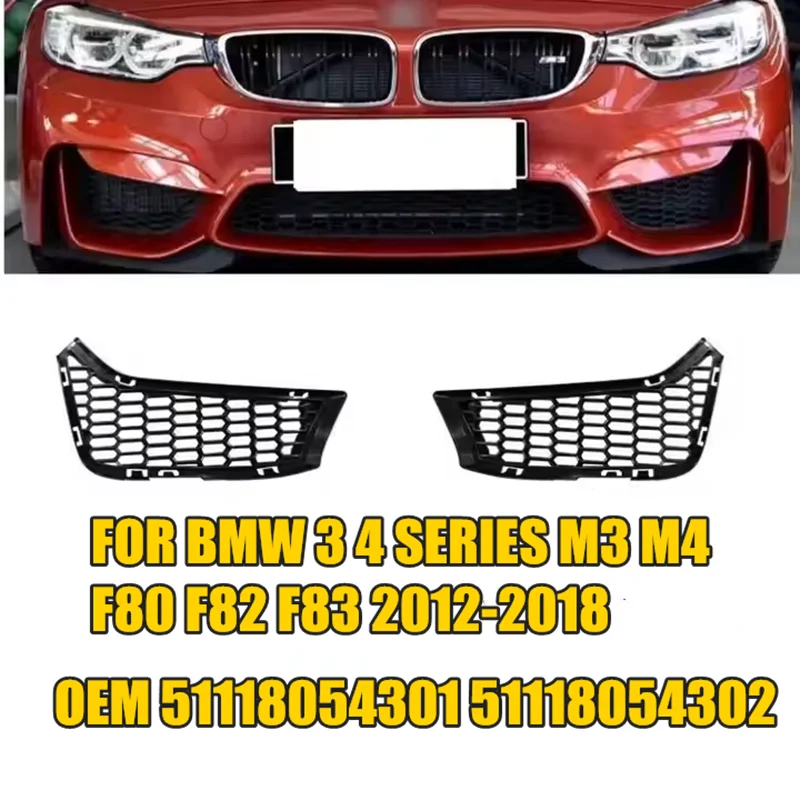 Predný nárazník na spodnú časť mriežky pre BMW 3 4 Series M3 M4 F80 F82 F83 2012-2018 FOG Light Grille 51118054301 51118054302