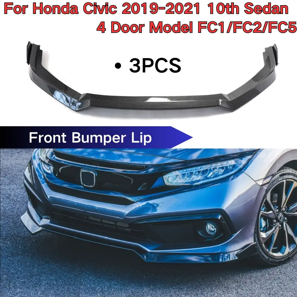 Predný nárazník pre Honda Civic 2019-2021 10. sedan 4-dverový model FC1/FC2/FC5 predný nárazník na pery
